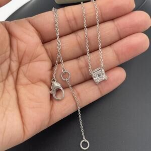 Judith Ripka CZ Solitaire Necklace Sterling Silver 925 Adjustable 18–20”